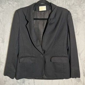 Vintage Pendleton Virgin Wool Black One Button Blazer Jacket Size 8 Womens 1950s